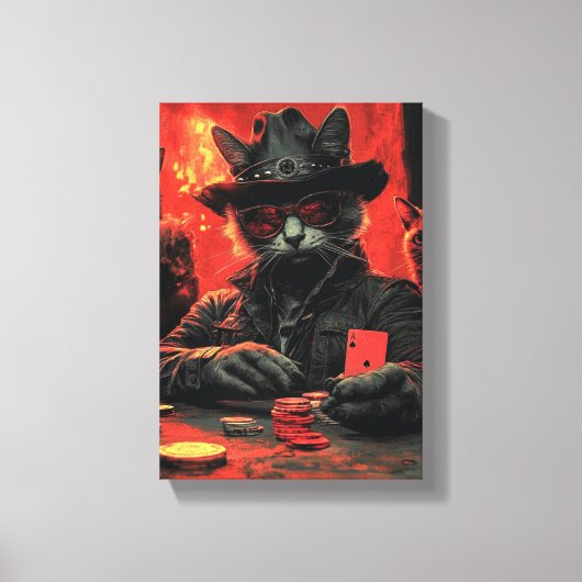 Whimsical Cat Gambler - Speelse katachtige kunstwe Canvas Afdruk (Voorkant)