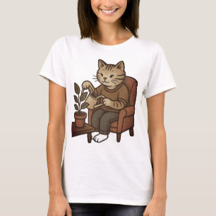 Whimsical Cat Gardener Art Print – Schattigee kata T-shirt