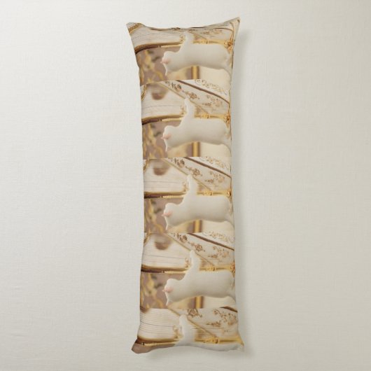 Whimsical Cat Harpist Body Pillow Lichaamskussen (Achterkant (Verticaal))