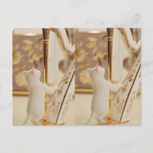 Whimsical Cat Harpist – Postcard Briefkaart (Voorkant)