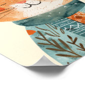 Whimsical Cat Illustration Waterverf Kwekerij Poster (Hoek)