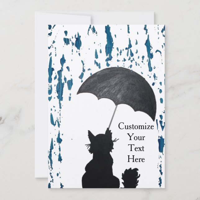 Whimsical Cat in de regen (Voorkant)