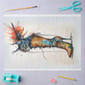 Whimsical Cat in een Laarslevendige Kleuren Decoup Tissuepapier (Craft)