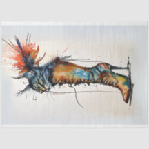 Whimsical Cat in een Laarslevendige Kleuren Decoup