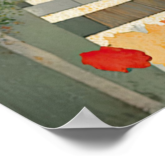 Whimsical Cat in een mediterraan dorp Poster (Hoek)