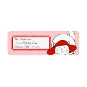 Whimsical Cat in een rood Pet Return-adres Etiket (Voorkant)