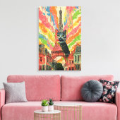 Whimsical Cat in Parijs - Eiffeltoren Kunst Canvas Afdruk (Insitu (Woonkamer))
