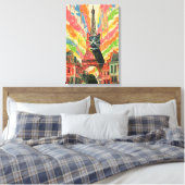 Whimsical Cat in Parijs - Eiffeltoren Kunst Canvas Afdruk (Insitu (Slaapkamer))