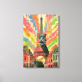 Whimsical Cat in Parijs - Eiffeltoren Kunst Canvas Afdruk (Voorkant)