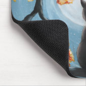 Whimsical Cat in Tree Full Moon Blue Muismat (Hoek)