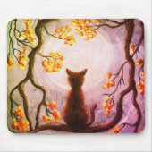 Whimsical Cat in Tree Full Moon Muismat (Voorkant)