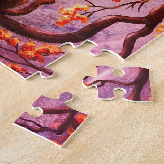 Whimsical Cat in Tree Full Moon Painting Art Legpuzzel (Zijkant)