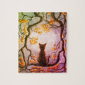 Whimsical Cat in Tree Full Moon Painting Art Legpuzzel (Verticaal)