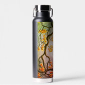 Whimsical Cat in Tree Full Moon Painting Art Waterfles (Voorkant)