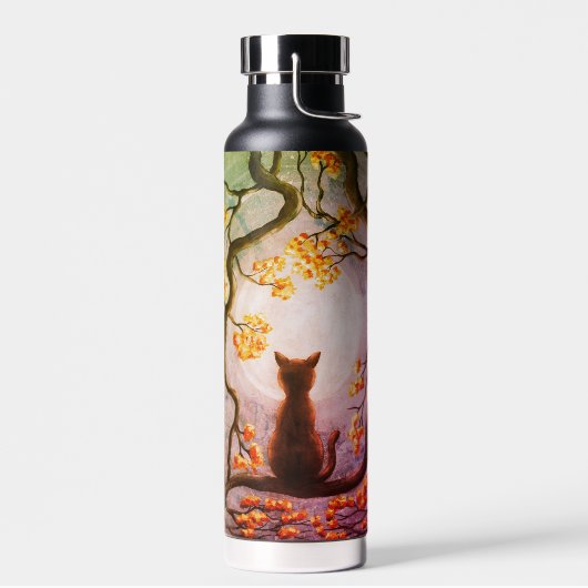 Whimsical Cat in Tree Full Moon Painting Art Waterfles (Links)