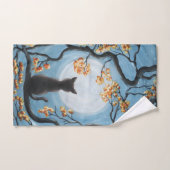 Whimsical Cat in Tree Full Moon Painting Bad Handdoek (Handdoek)
