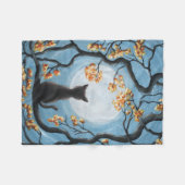 Whimsical Cat in Tree Full Moon Painting Fleece Deken (Voorkant (Horizontaal))