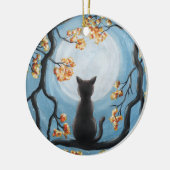 Whimsical Cat in Tree Full Moon Painting Keramisch Ornament (Links)