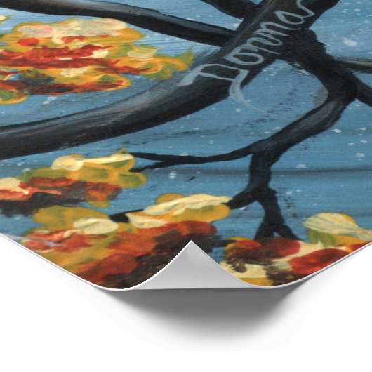 Whimsical Cat in Tree Full Moon Painting Poster (Hoek)