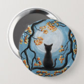 Whimsical Cat in Tree Full Moon Painting Ronde Button 4,0 Cm (Voorkant /achterkant)