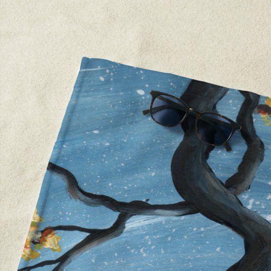 Whimsical Cat in Tree Full Moon Painting Strandlaken (In situ)