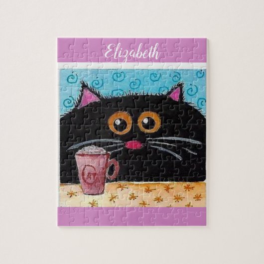 Whimsical Cat Jigzaag Puzzle Daisy Legpuzzel (Verticaal)