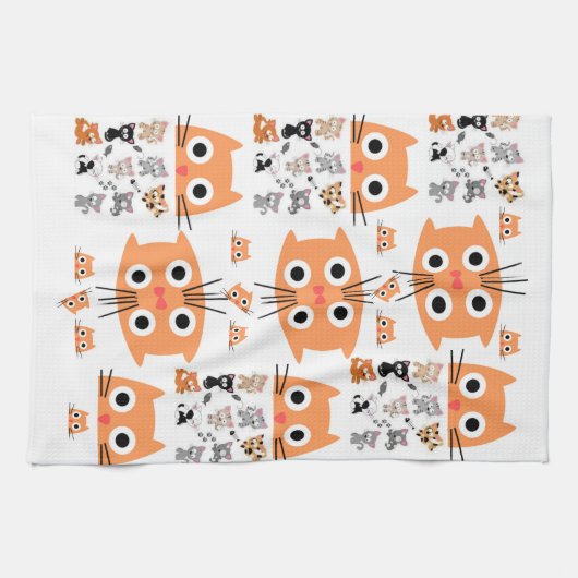 Whimsical Cat Kitchen Hand Towel Theedoek (Horizontaal)