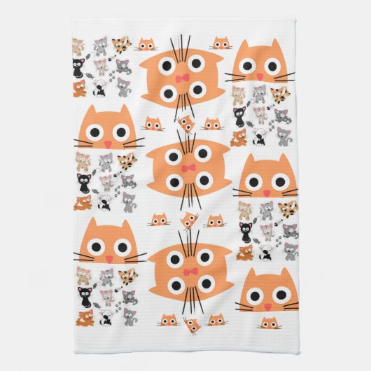 Whimsical Cat Kitchen Hand Towel Theedoek (Verticaal)