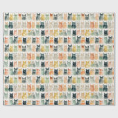 Whimsical Cat Lovers Gift Wrap Paper Cadeaupapier (Vlak)