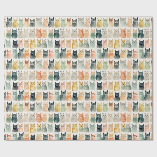 Whimsical Cat Lovers Gift Wrap Paper Cadeaupapier (Vlak)