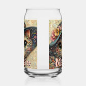 Whimsical Cat met een Pet Bloemen Gepersonaliseerd Blikvorm Glas (Rechts)