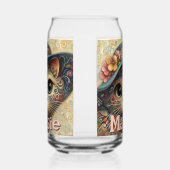 Whimsical Cat met een Pet Bloemen Gepersonaliseerd Blikvorm Glas (Links)