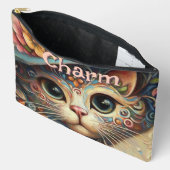 Whimsical Cat met een Pet Bloemen Gepersonaliseerd Etui (Open)