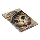 Whimsical Cat met een Pet Bloemen Gepersonaliseerd Notitieboek (Rechterzijde)