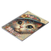 Whimsical Cat met een Pet Bloemen Gepersonaliseerd Notitieboek (Linkerzijde)