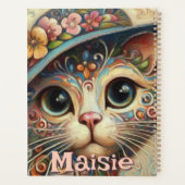 Whimsical Cat met een Pet Bloemen Gepersonaliseerd Planner (Achterkant)