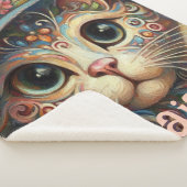 Whimsical Cat met een Pet Bloemen Gepersonaliseerd Sherpa Deken (3/4)