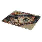 Whimsical Cat met een Pet Bloemen Gepersonaliseerd Snijplank (Hoek)