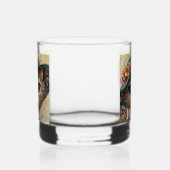 Whimsical Cat met een Pet Bloemen Gepersonaliseerd Whisky Glas (Links)