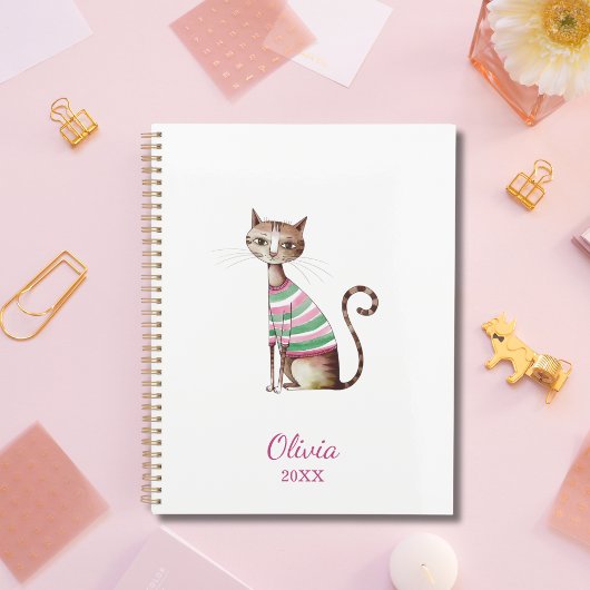 Whimsical Cat Mom Schattigee Waterverf aangepaste  Planner
