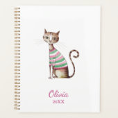 Whimsical Cat Mom Schattigee Waterverf aangepaste  Planner (Voorkant)