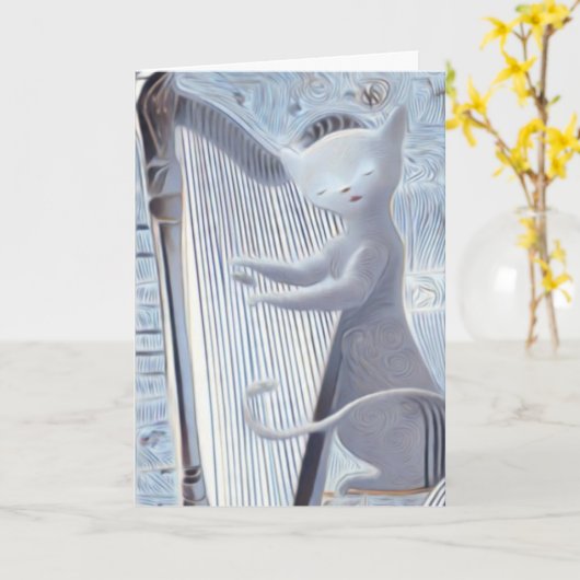 Whimsical Cat Music – Greeting Card Kaart (Gele Bloem)