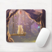 Whimsical Cat on a Swing Mouse Pad Muismat (Met muis)