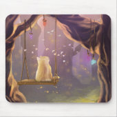 Whimsical Cat on a Swing Mouse Pad Muismat (Voorkant)