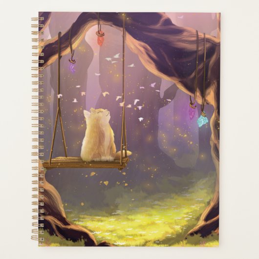 Whimsical Cat on a Swing Planner (Voorkant)