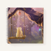 Whimsical Cat on a Swing Square Notebook Notitieboek (Voorkant)