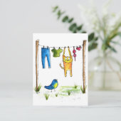 Whimsical Cat op een lijn Briefkaart (Staand voorkant)