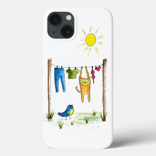 Whimsical Cat op een lijn Case-Mate iPhone Case (Achterkant)