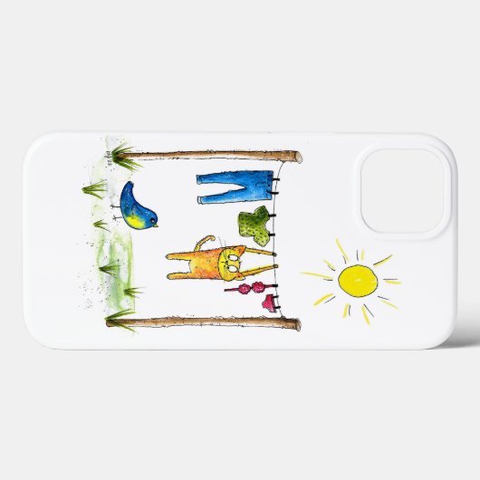 Whimsical Cat op een lijn Case-Mate iPhone Case (Achterkant (horizontaal))