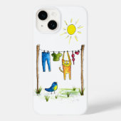 Whimsical Cat op een lijn Case-Mate iPhone Case (Achterkant)